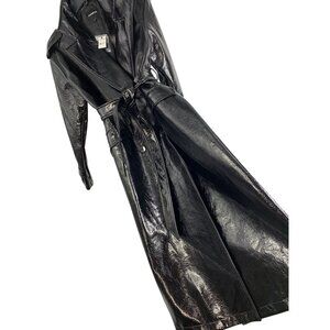 Express Womens Black Faux Leather Trench Coat Size S RGG10696 NWT